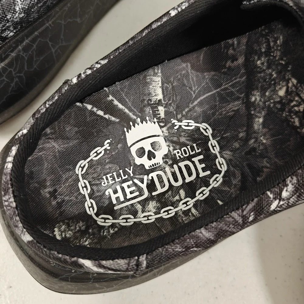 Hey Dude x Jelly Roll Wally Realtree Edge Camo Men's 9 Black Slip On Shoes NWT